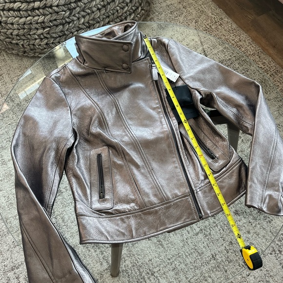 Mackage for Aritzia Women's Jacket Metallic Silver Leather New Moto Biker Sz M - Picture 11 of 17
